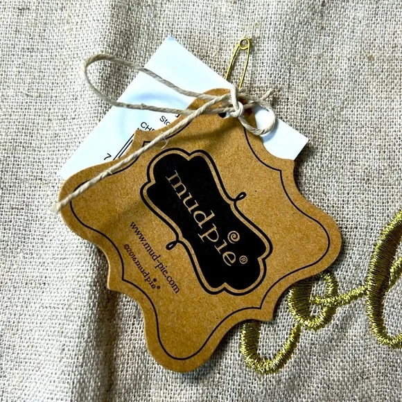 MUDPIE Set 2 Holiday Hand Towels NEW Linen Embroidery FrenchKnot Cheer Christmas - Picture 6 of 13